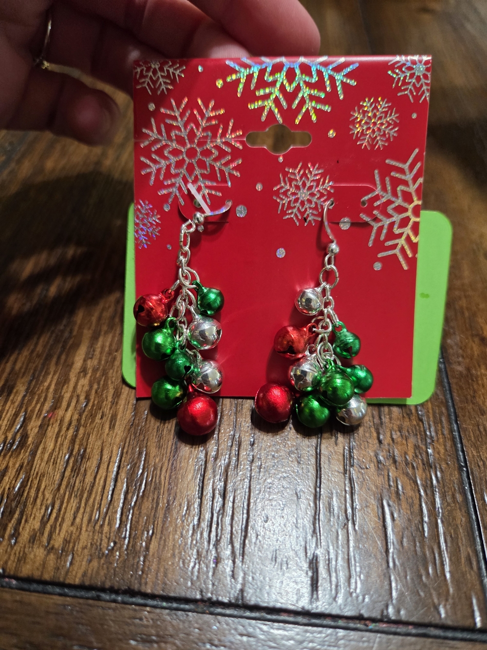 Kohl's Red, Green & Silver Jingle Bell Cluster Earrings